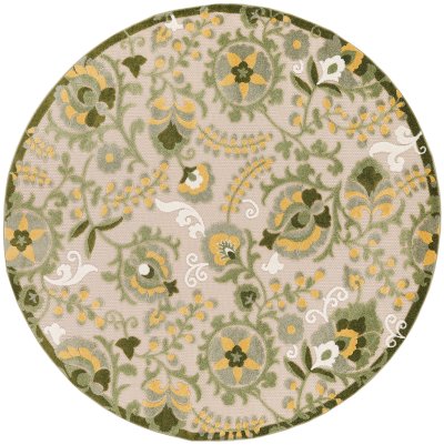Nourison Home Nourison Aloha ALH17 7'10" x Round Ivory Green Outdoor Rug - 5'3" Round