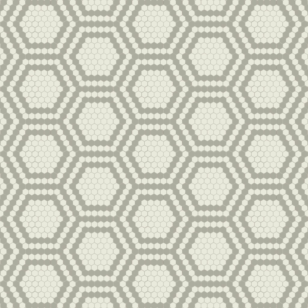 American Olean Unglazed Mosaics - Ice White/Light Smoke Hex, Hexagon, 1X1, Matte (AO17) - Ice White/Light Smoke Hex