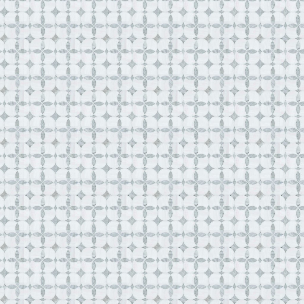 Marble Systems Avenza, Snow White Honed Constantine Marble Mosaic 13 5/8x13 5/8 - Avenza, Snow White