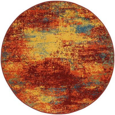 Nourison Home Nourison Nourison Essentials NRE06 9' x 12' Flame Modern Rug - 4' Round