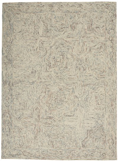 Nourison Home Nourison Interlock ITL03 3'9" x 5'9" Blue Ivory Bohemian Indoor Rug - 3'9" x 5'9"
