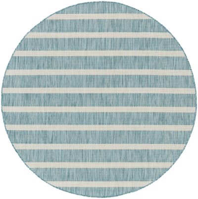 Nourison Home Nourison Positano POS03 12' x 15' Aqua Ivory Modern Rug - 6' Round