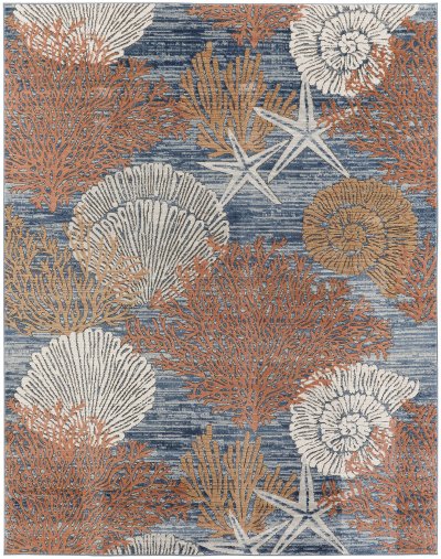 Nourison Home Nourison Pompeii PMP04 2'3" x 7'6" Blue Multicolor Coastal, Nautical & Beach Indoor Rug - 9' x 12'