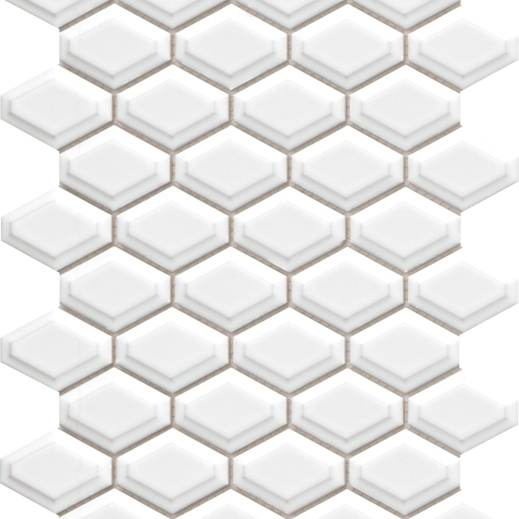 Emser Tile CATCH GLOSSY BEVELED WIDE HEXAGON MOSAIC -POR - Ice