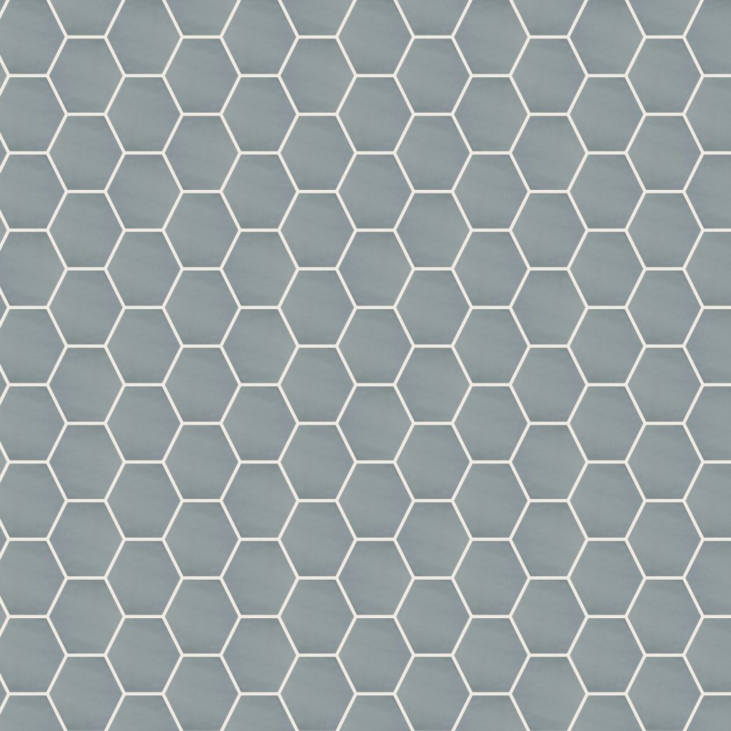 Qualis Ceramica Chateau Argent Sterling Glossy 6" Hexagon - Grey