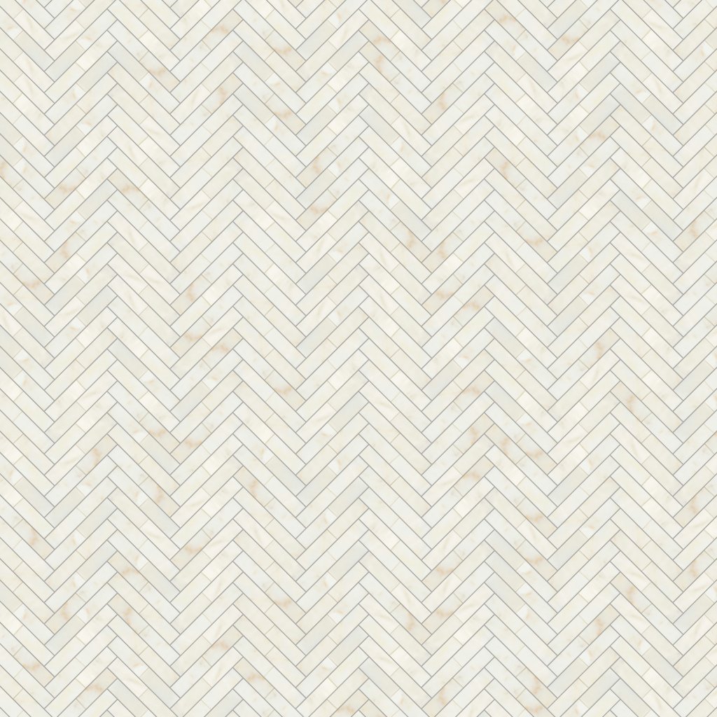 Marble Systems Calacatta Amber Honed Large Herringbone Marble Mosaic 12 7/8x9 11/32 - Calacatta Amber