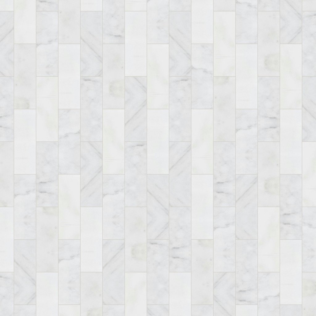 Qualis Ceramica Chelsea Collection 2"x4" Brick Pattern White Grey Marble