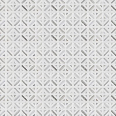 Marble Systems Skyline, Snow White Honed Ponte Basket Marble Mosaic 14 13/16x14 13/16 - Skyline, Snow White - 14 13/16" x 14 13/16" x 3/8"