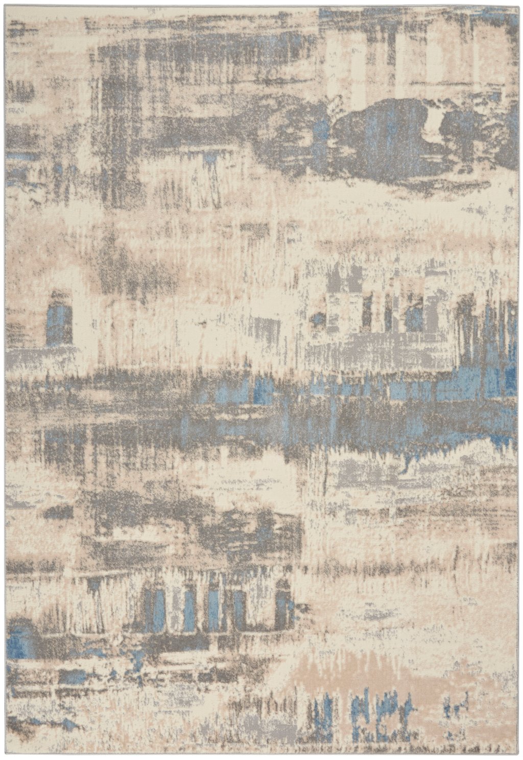 Nourison Home Nourison Solace SLA07 5'3" x 7'3" Ivory Grey Blue Modern Indoor Rug