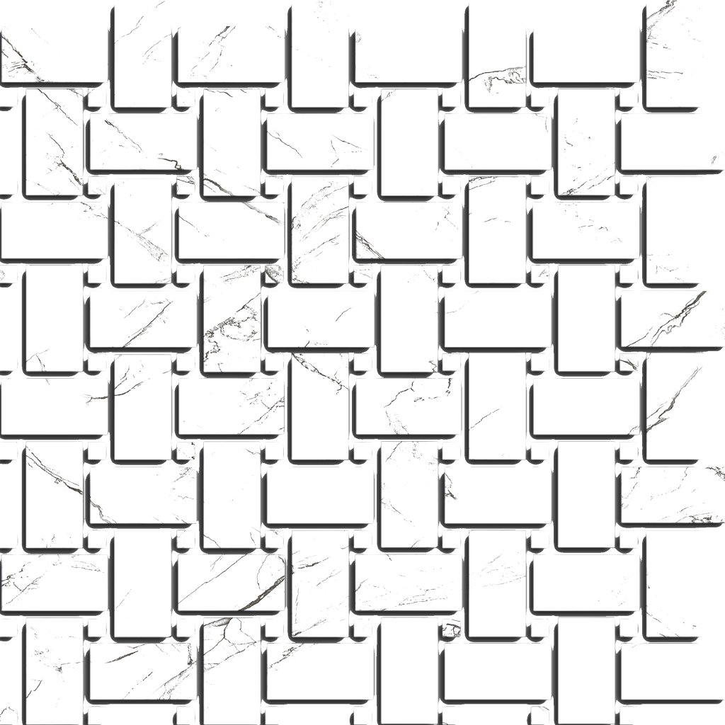 Qualis Ceramica Treasure Basketweave Ice White Marble Polished Mosaic - White