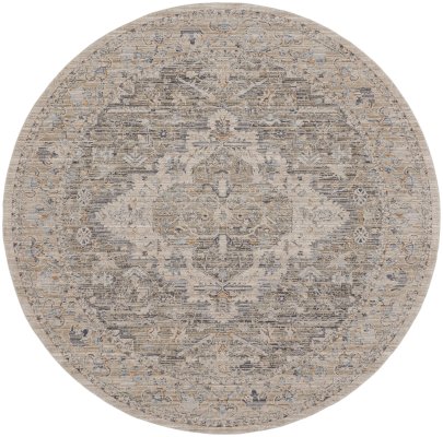 Nourison Home Nourison Nyle NYE04 5'3" x 7'10" Ivory Taupe Vintage Indoor Rug - 7’10” Round