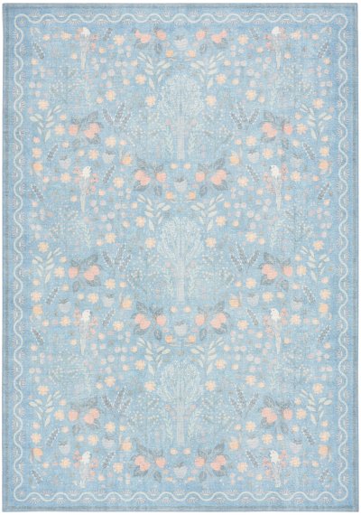 Nourison Home Nourison Botanical Washables BOT04 4' x 6' Light Blue Multicolor Modern Indoor Rug - 4' x 6'