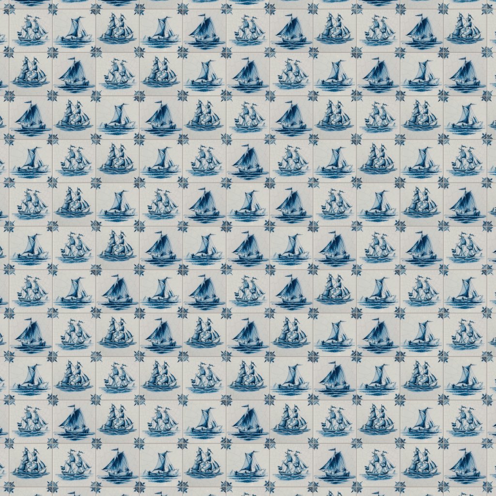 Marble Systems Ships Blue Glazed Ceramic Tile 5x5 - Ships Blue