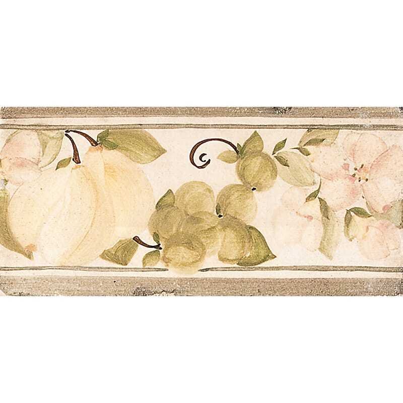 Marble Systems Pear, Grapes, Blossom Matte Ceramic Border Tiles 3x6 - Pear, Grapes, Blossom