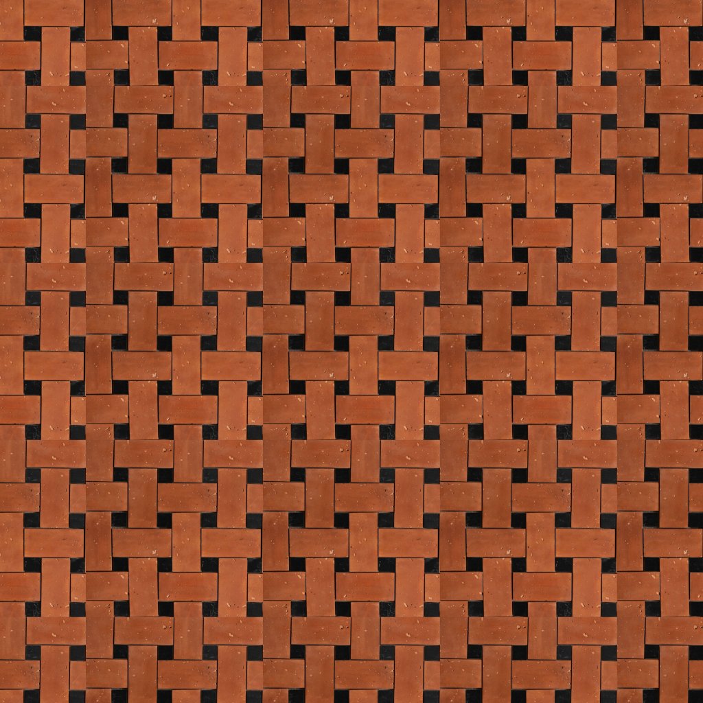Marble Systems Black, Rustic Terracotta Honed Basket Weave Marble Mosaic 14 7/16x14 7/16 - Black
