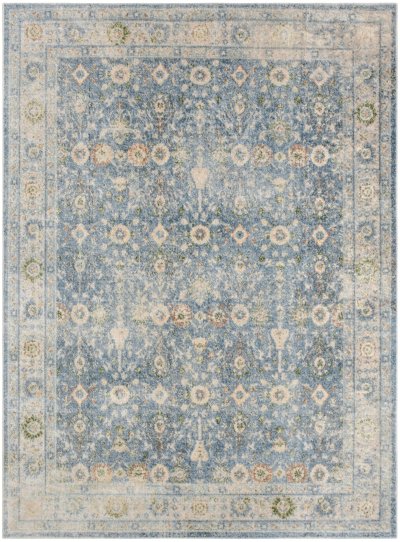 Nourison Home Nourison Astra Machine Washable ASW16 7'10" x 10' Teal Beige Vintage Indoor Rug - 5'3" x 7'