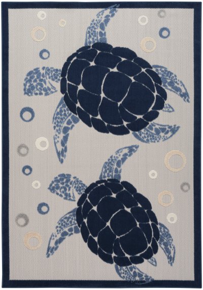 Nourison Home Nourison Aloha ALH27 5'3" x 7'5" Navy Blue Coastal, Nautical & Beach Rug - 3'6" x 5'6"
