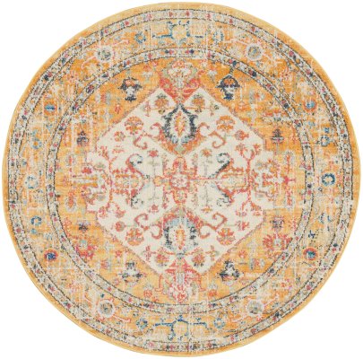 Nourison Home Nourison Passion PSN23 5'3" x 7'3" Ivory Yellow Bohemian Indoor Rug - 4' Round