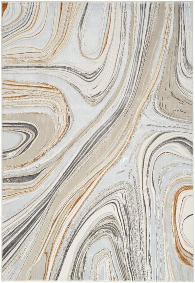 Nourison Home Nourison Glitz GLZ21 2'3" x 7'6" Grey Gold Modern Indoor Rug - 5'3" x 7'3"