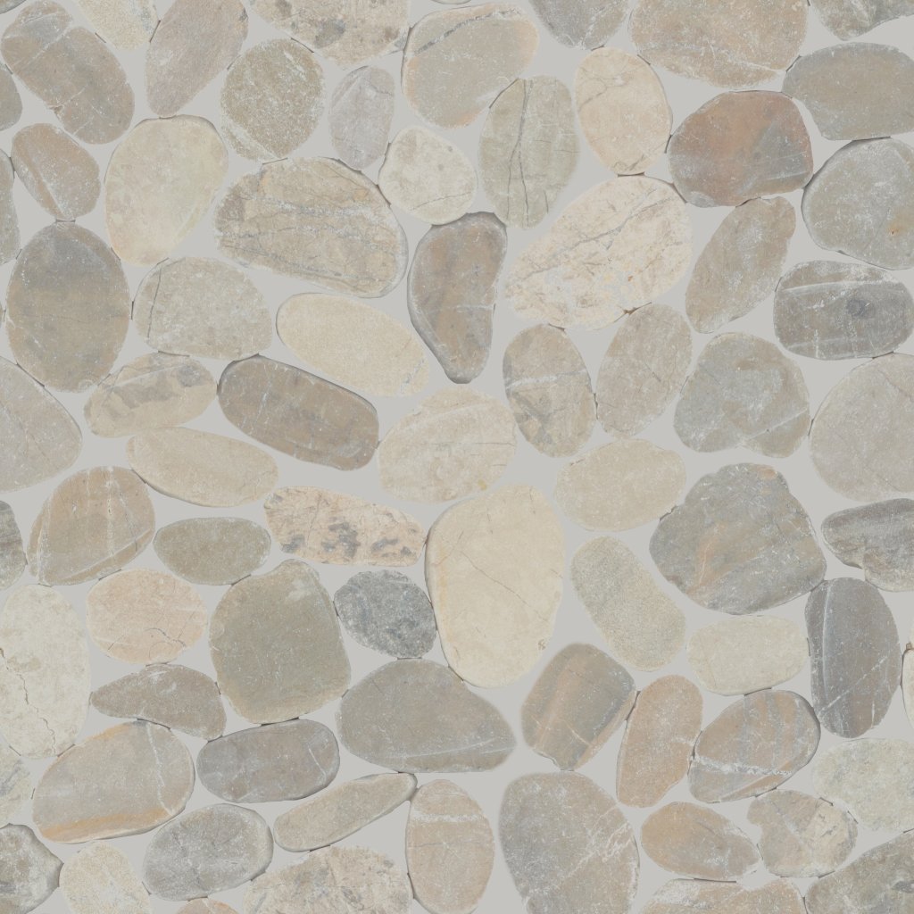 Daltile Pebble Oasis Coal, Flat Pebble, Tumbled - Coal