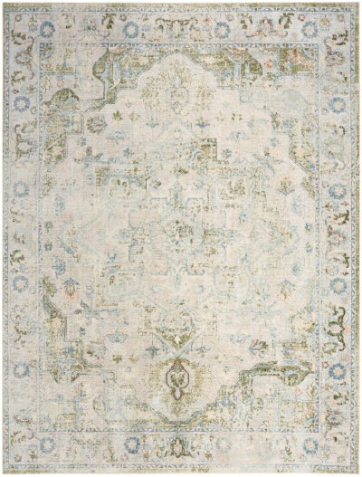 Nourison Home Nourison Astra Machine Washable ASW12 7'10" x Round Blue Green Vintage Indoor Rug - 10' x 14'