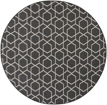 Nourison Home Nourison Horizon Indoor/Outdoor HOZ01 5' x 7' Black Modern Rug - 5' Round