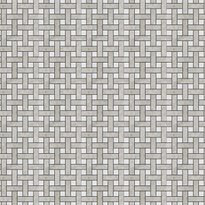 Marble Systems Silver Clouds, Snow White Multi Finish Basket Weave 1x3 Marble Mosaic 12x12 - Silver Clouds, Snow White - 12" x 12" x 3/8"
