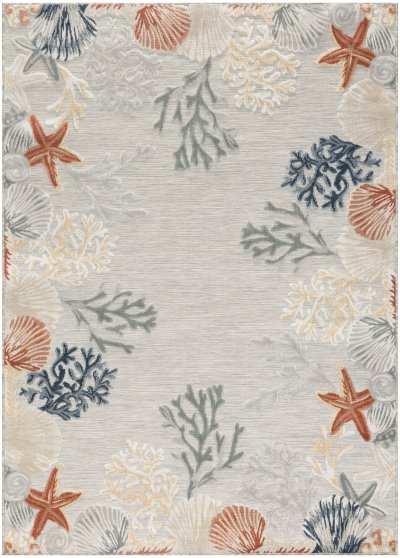 Nourison Home Nourison Suncoast SNC04 2' x 6' Grey Multicolor Coastal, Nautical & Beach Rug - 4' x 6'