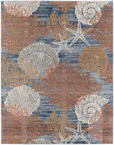 Nourison Home Nourison Pompeii PMP04 2'3" x 7'6" Blue Multicolor Coastal, Nautical & Beach Indoor Rug - 10' x 14'