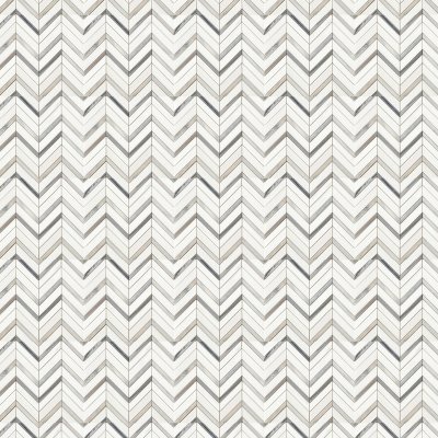 Marble Systems Snow White, Skyline Honed Chevron Fusion Waterjet Marble Mosaic 16x11 7/8 - Snow White, Skyline - 16" x 11 7/8" x 3/8"