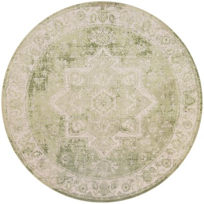 Nourison Home Nourison Astra Machine Washable ASW12 2'2" x 4' Ivory Green Vintage Indoor Rug - 5'3" Round