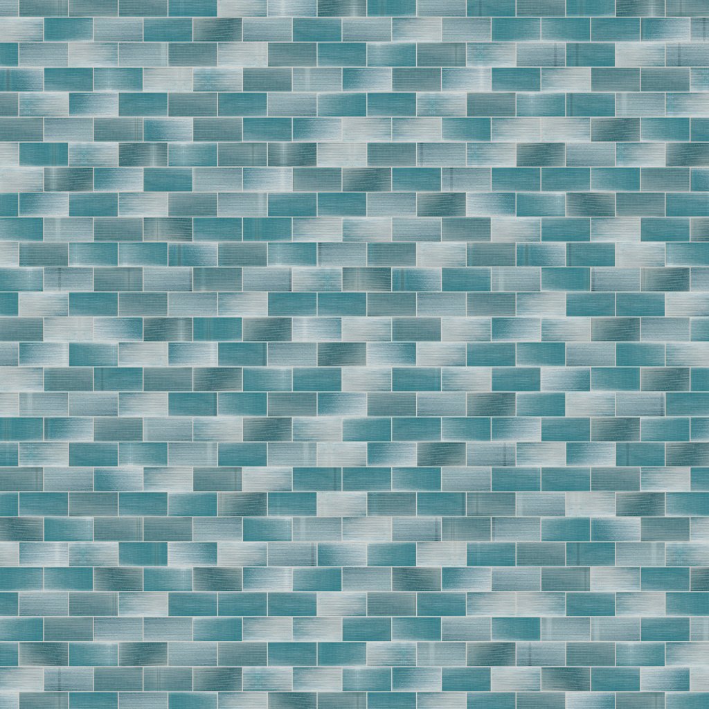 Qualis Ceramica Riviera Tileworks Chelsea 2"x4" Linear aqua Glass Brick Pattern Mosaic