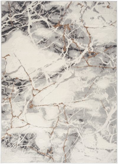 Nourison Home Nourison Elation ETN13 2'3" x 7'6" Ivory Grey Modern Indoor Rug - 5'3" x 7'3"