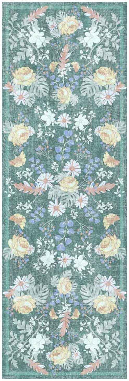 Nourison Home Nourison Botanical Washables BOT02 2' x 6' Green Multicolor Farmhouse Indoor Rug
