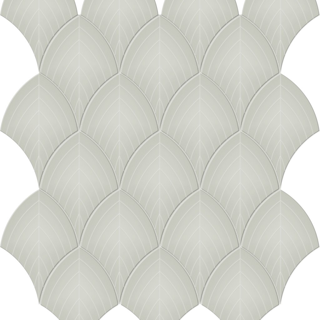 Qualis Ceramica Traditions Soft Sage Scallop Glossy Mosaic - Sage