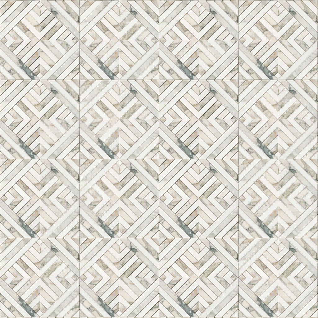 Marble Systems Calacatta Green Honed Ponte Marble Mosaic 14 5/16x14 5/16 - Calacatta Green