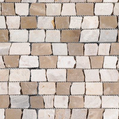 Qualis Ceramica Riviera Tileworks Chelsea Cappuccino Onyx Cream Cubic Brick Marble Interlocking Mosaic - 11.6" x 12"