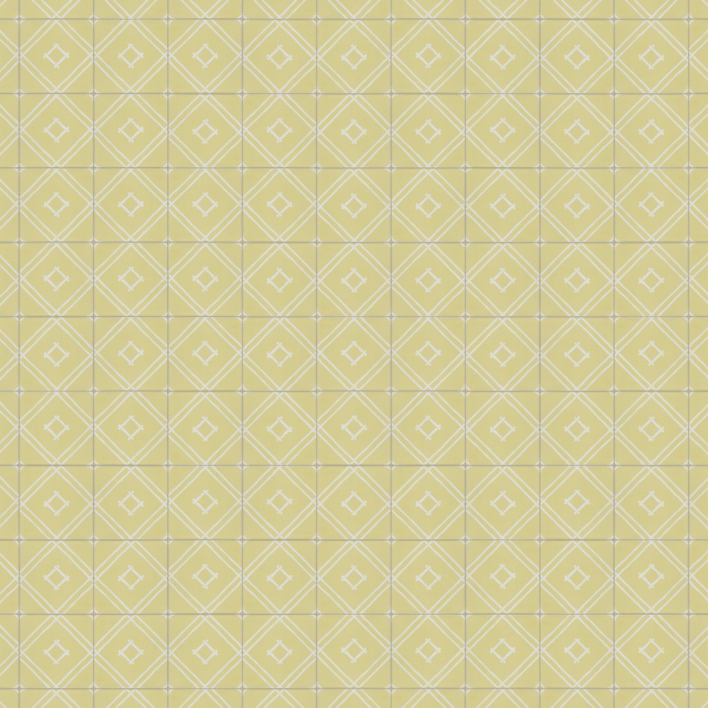 Marble Systems Island House Lemon, Royal White Glossy Chez Bamboo Glazed Terracotta Tile 6x6 - Island House Lemon, Royal White