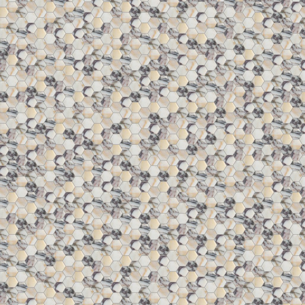 Marble Systems Calacatta Picasso Honed Hexagon 1x1 Marble Mosaic 11 1/2x12 1/4 - Calacatta Picasso