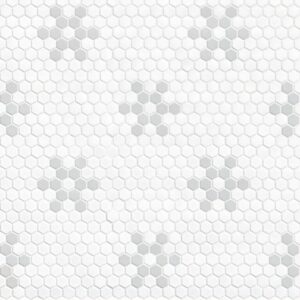 White And Gray Mod Petal Pattern Matte