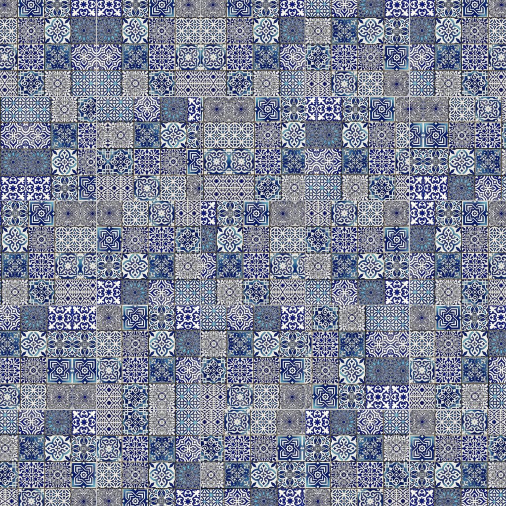 Qualis Ceramica Riviera Tileworks Chelsea Ceramic Patchwork Diamond Blue Mosaic