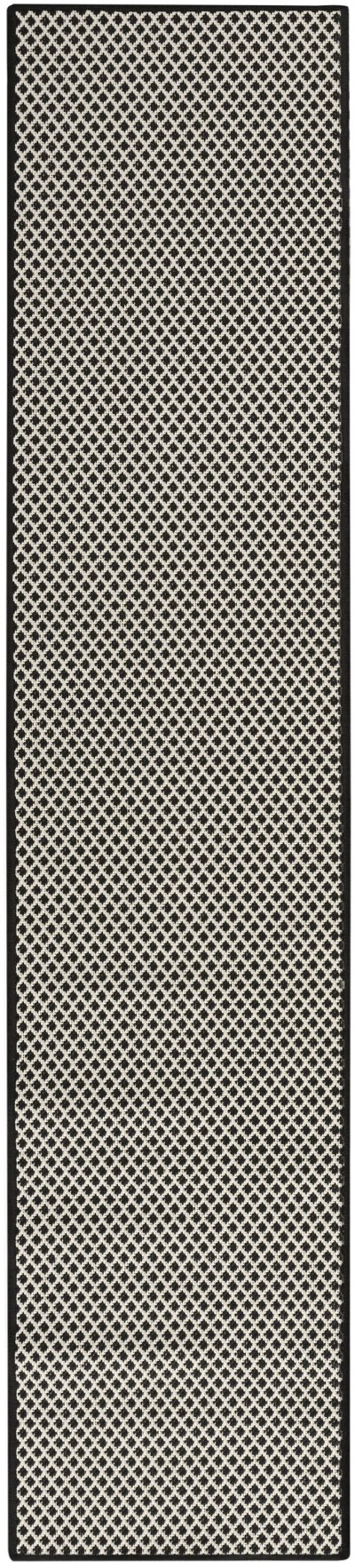 Nourison Home Nourison Courtyard COU01 2' x 6' Black White Modern Rug - 2'2" x 10'