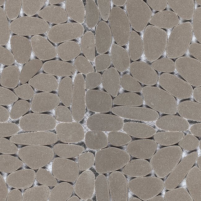 Qualis Ceramica Riviera Tileworks Chelsea Light Grey Sliced Reconstituted Pebble Interlocking Mosaic