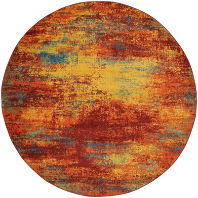 Nourison Home Nourison Nourison Essentials NRE06 9' x 12' Flame Modern Rug - 8' Round