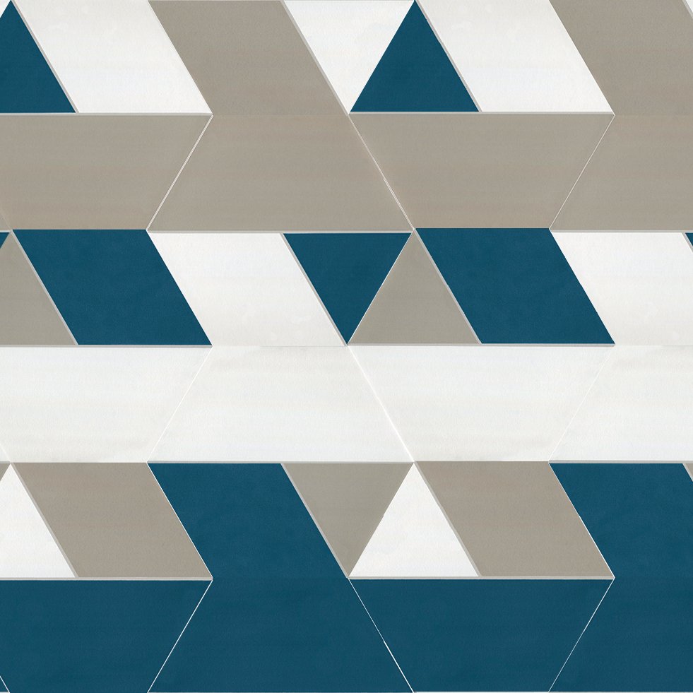 Daltile Bee Hive Medley Multiplex Blue/Taupe, Multiplex Blue/Taupe, 8 1/2X10, Matte - Multiplex Blue/Taupe