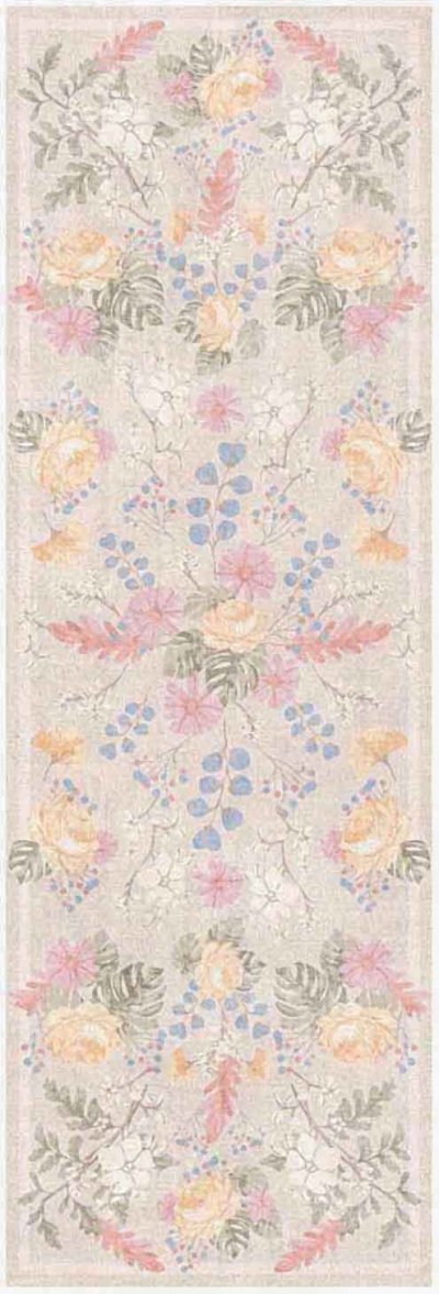 Nourison Home Nourison Botanical Washables BOT02 7'6" x 9'10" Beige Multicolor Farmhouse Indoor Rug - 2' x 6'