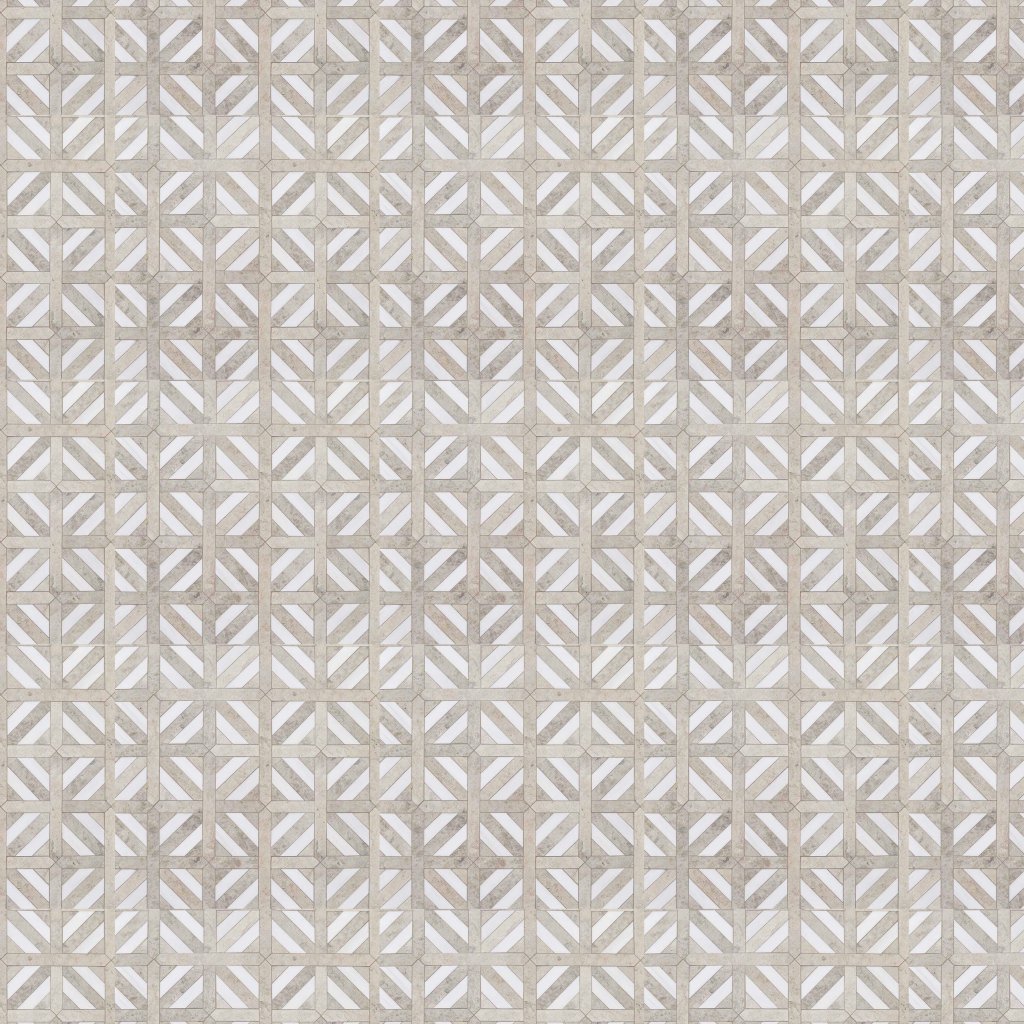 Marble Systems Silver Shadow, Snow White Honed Ponte Basket Marble Mosaic 14 13/16x14 13/16 - Silver Shadow, Snow White