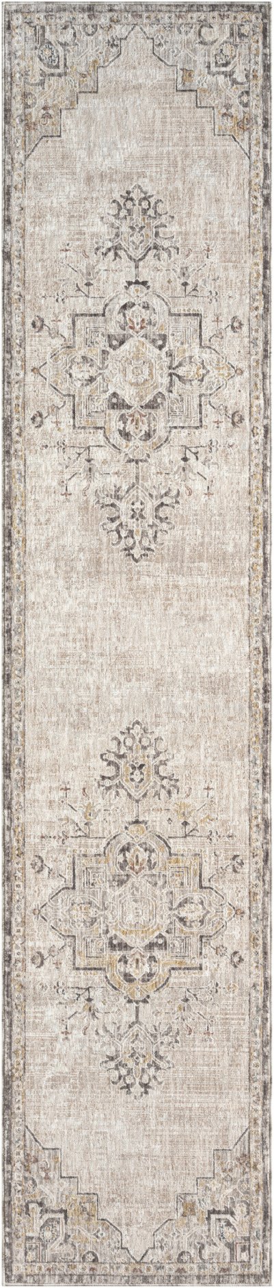 Nourison Home Nourison Antique Fusion ANF01 5'3" x 7'10" Ivory Charcoal Vintage Indoor Rug - 2'2" x 10'