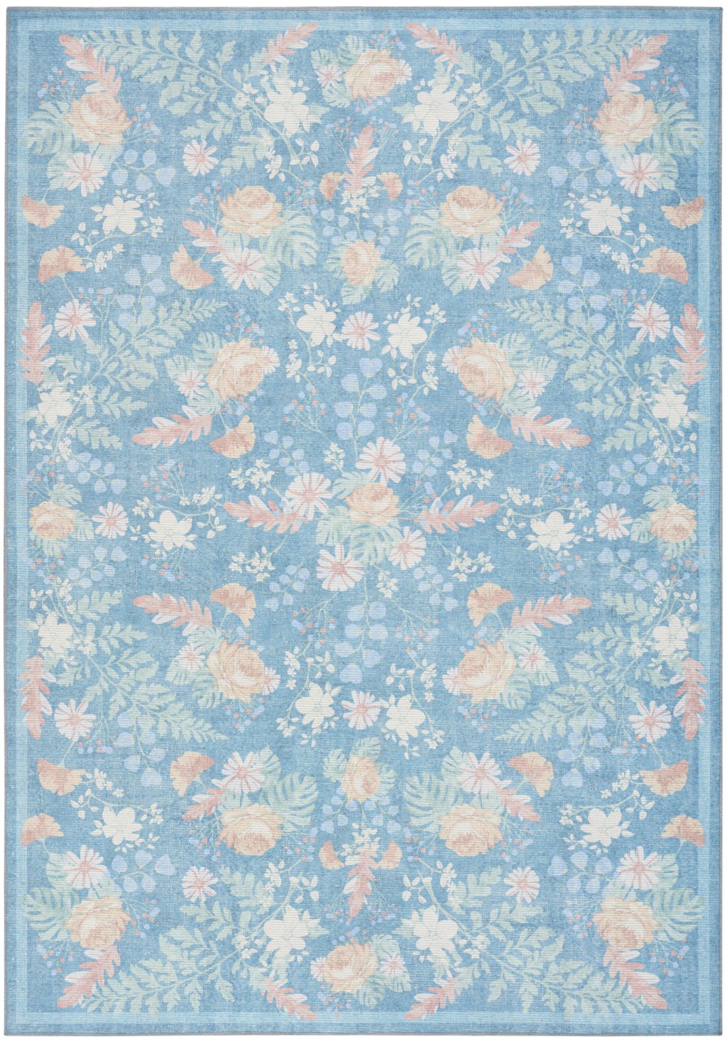 Nourison Home Nourison Botanical Washables BOT02 7'6" x 9'10" Blue Multicolor Farmhouse Indoor Rug