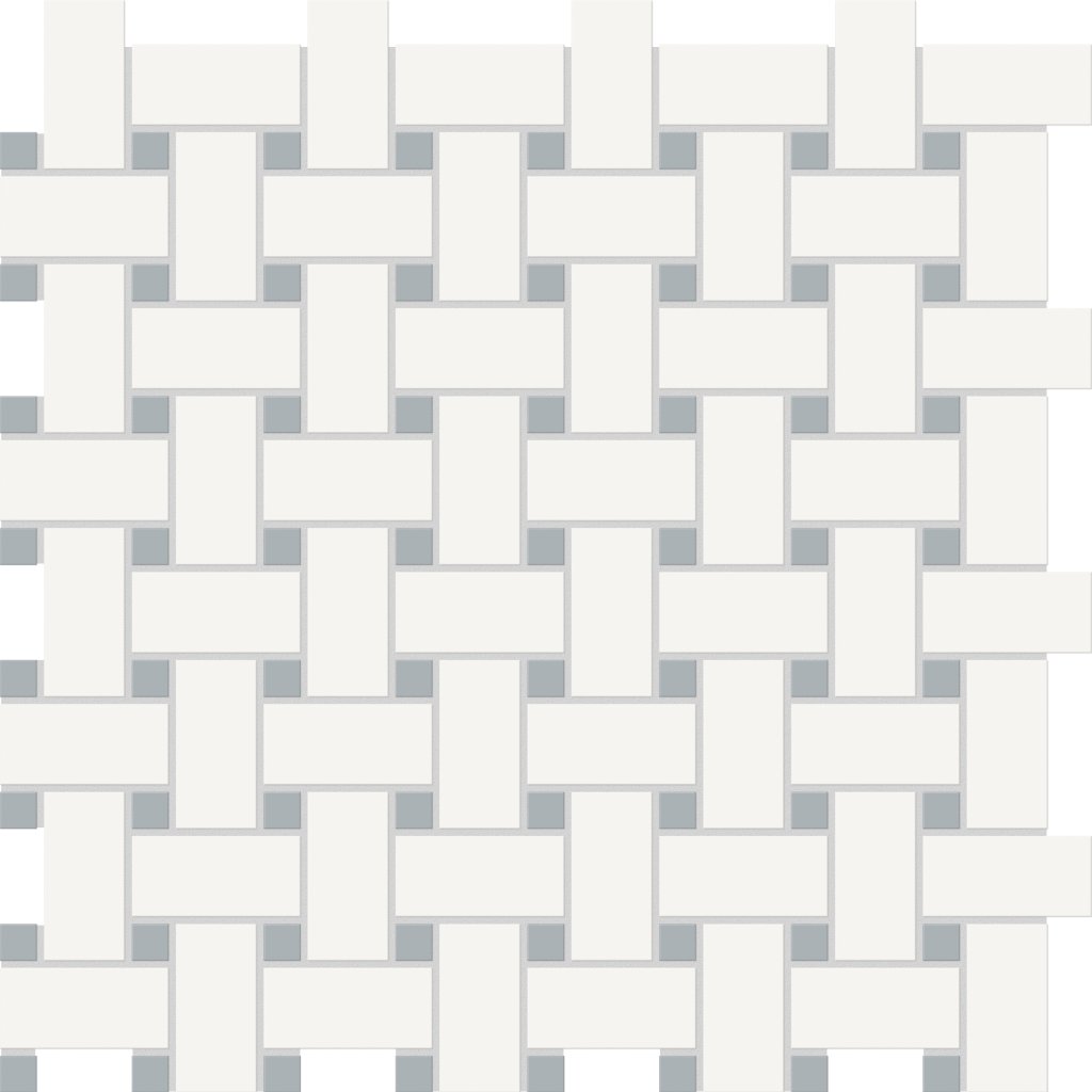 Qualis Ceramica Traditions White W/Cloud Basketweave Matt Mosaic